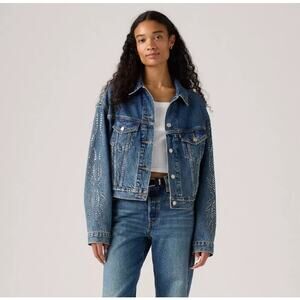 Levi's 90's Trucker Jacket Solargenic Medium Shrunken Rhinestone Denim Jacket
